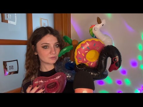 ASMR | Blowing Inflatables ( cup holders) and Spit Painting| Squeaky Sounds ♥️
