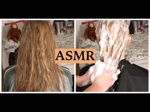 ASMR SUPER FOAMY HAIR WASHING (Satisfying Hair Brushing & Spraying Sounds)