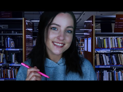 Studying in the library while it storms outside ASMR