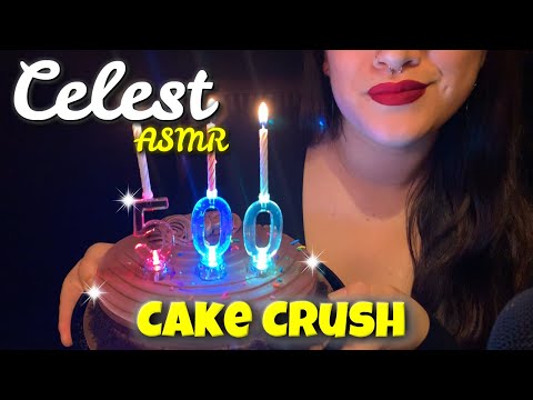 500 SUBSCRIBERS [ASMR] CHOCOLATE CAKE CRUSH (Whispering) CAKE FOOD CRUSH | Celest ASMR