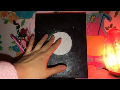ASMR I Painted the FULL MOON! Tracing w. Brush, Feather, Relaxing Hand Movements + Story Behind This