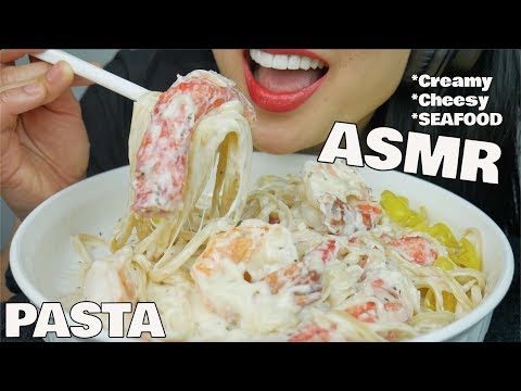 ASMR Creamy + Cheesy SEAFOOD PASTA *King Crab + Prawns (EATING SOUNDS) NO TALKING | SAS-ASMR