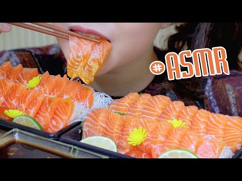 ASMR Mukbang Salmon sashimi,SOFT SQUISHY Gulping EATING SOUNDS,+食べる,咀嚼音,bj먹방 이팅 | LINH-ASMR