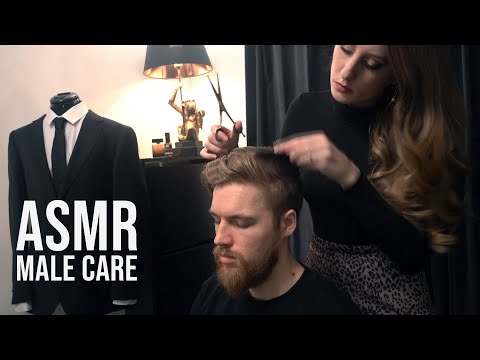 ASMR Male Hair Play (No Talking) ✂️  Real Person Beard Trimming Care – Relaxing Sleep ASMR