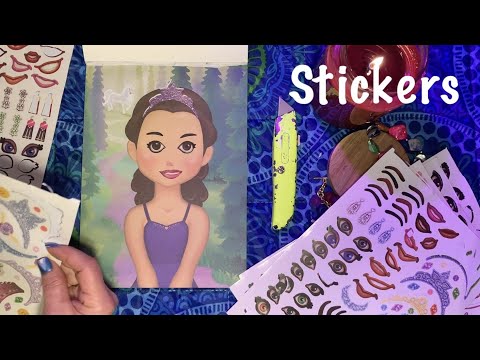 ASMR Sticker Book (No talking) Making Princess faces and accessories