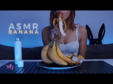 ASMR Mukbang | Banana Eating w/ Edible Spray | Banana Peeling ASMR | Spray ASMR (No Talking)