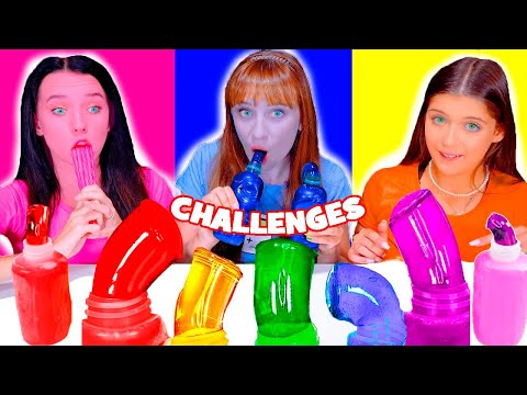 ASMR Food Of The Same Colors Mukbang Challenge with Bloopers