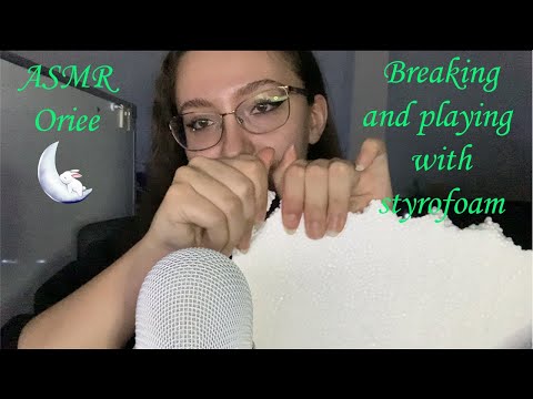 ASMR | Breaking and playing with styrofoam 🌙