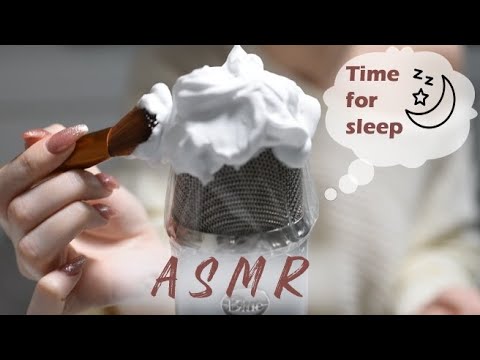 ∼ ASMR ∼ Shaving Foam, Scratching, Brushing Mic With Wrap