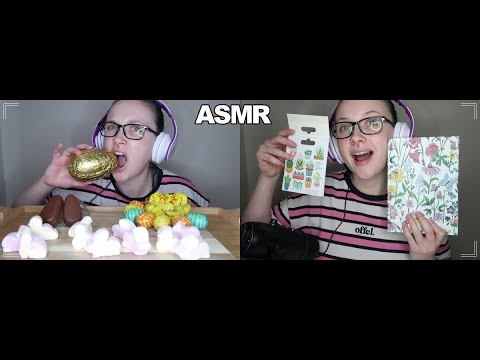 ASMR EASTER GOODIES, Glittery Stickers, Scrapbook [Eating Sounds + Whispers] 🌵
