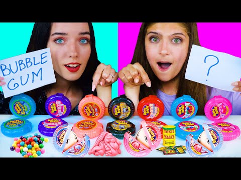 ASMR BUBBLE GUM VS UNKNOWN FOOD CHALLENGE | HUBBA BUBBA EATING SOUNDS LILIBU