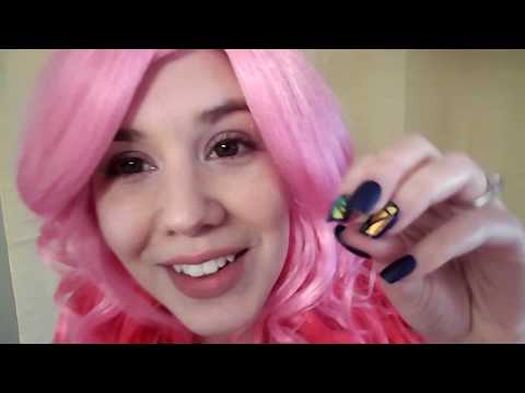 ASMR Repeating "Good Luck" and Tongue Clicking While Trying on Wigs