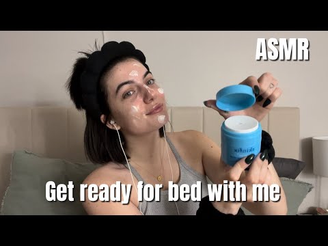 ASMR | get ready for bed with me | skincare routine | water sounds, lotion & fabric sounds | ASMRbyJ