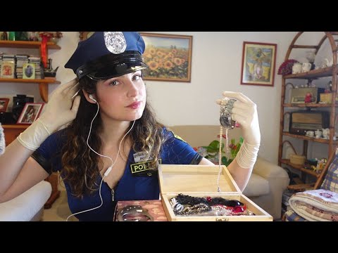 POLICE GIRL ARRESTS THIEF Roleplay ASMR (handcuffs,steril gloves, jewellery sound)