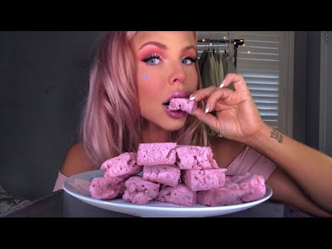 ASMR MARSHMALLOW (STICKY, SQUISHY EATING SOUNDS /MUKBANG) WITH FULL RECIPE