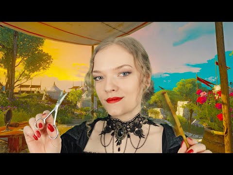 Witcher ASMR // Haircut at the Tourney Grounds (hair brushing, cutting, brush tapping)