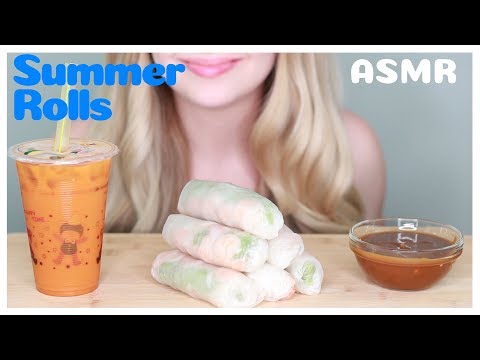 ASMR: Summer Rolls + Thai Tea *EATING SOUNDS* (no talking) 먹방