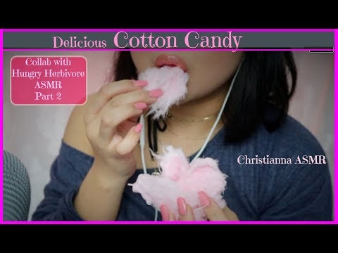 ASMR ♡ Eating COTTON CANDY/FAIRY FLOSS (Part 2 of Collaboration with Hungry Herbivore ASMR)