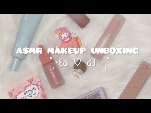 ASMR Korean Makeup Unboxing 🌸 rom&nd, peripera, innisfree 🤍