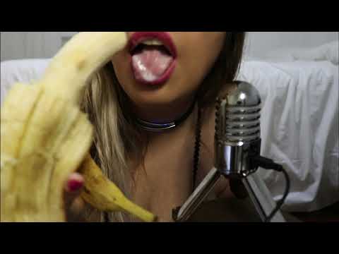 ASMR Eating banana with yoghurt * Sexy