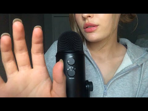 ASMR up-close mouth sounds with hand movements/visuals