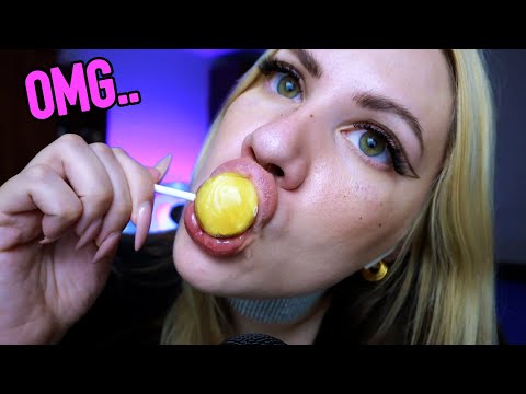 ASMR licking and sucking sounds lollipop candy