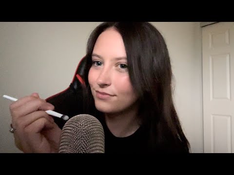 ASMR Mic and Face Brushing With Mouth Sounds!