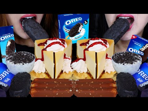 ASMR BIG CHEESECAKE + OREO ICE CREAM MUKBANG EATING SHOW 아이스크림 리얼사운드 먹방 アイスクリーム 冰淇淋 Kem cây 먹방