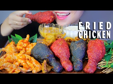 ASMR GÀ RÁN | beetroot chicken and bamboo charcoal chicken, Chicken feet with kimchi sauce LINH-ASMR