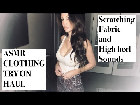 ASMR clothing try on haul with high heel sounds