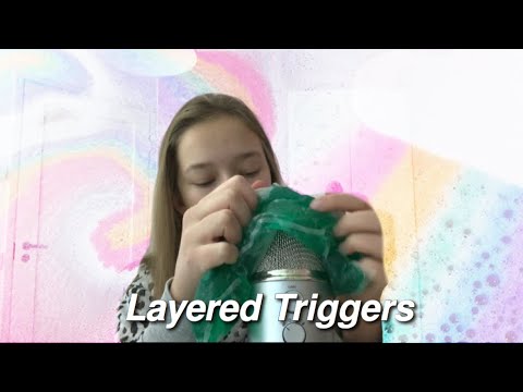 ASMR- Layered Triggers (Shaving Cream, Gel Pad, Tapping) + Bathbomb fizzing