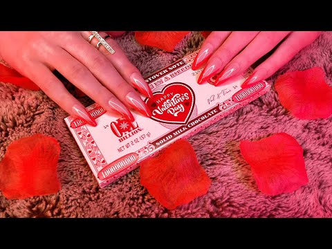 ASMR 💌 Valentine's Chocolate Tapping (with crinkles, whispered)