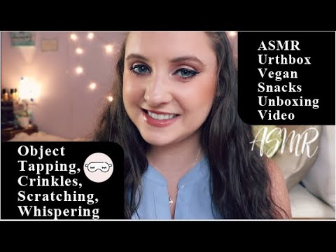 ASMR URTHBOX UNBOXING VIDEO VEGAN SNACK BOX | Object Tapping, Crinkles, Scratching | Whispering Zzzz