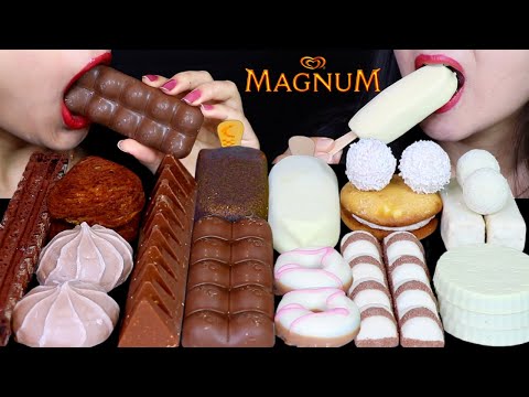 ASMR MILK + WHITE CHOCOLATE (TOBLERONE, MAGNUM ICE CREAM, BUBBLY CHOCOLATE, DONUT, KINDER, FERRERO먹방