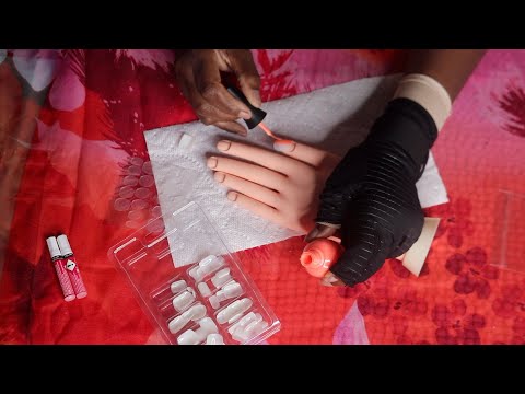 Doing Fake Nails on Mannequin Hand ASMR Chewing Gum