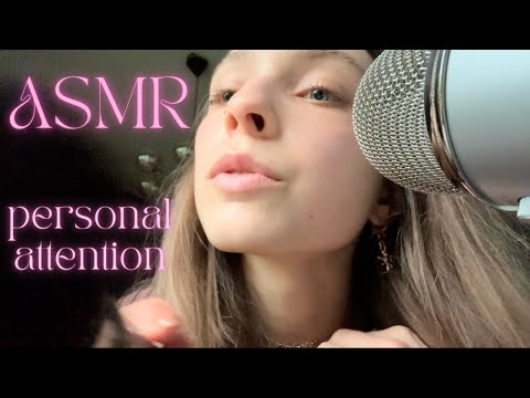ASMR • up close personal attention 💗 (brushing you, mouth sounds, hand movements, rambling to you)