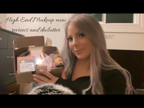 ASMR- Tingly High End Makeup Declutter and Mini Reviews Part 2 (Whisper)