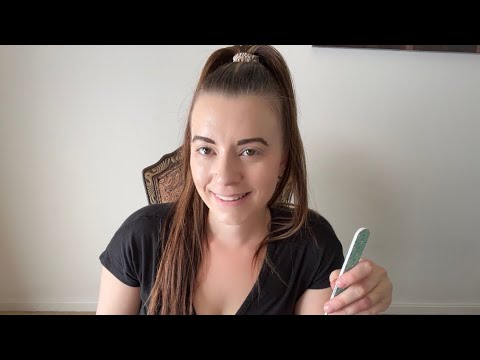 ASMR Manicure Role Play (real brushing, rummaging, filing, and nail clipping sounds)