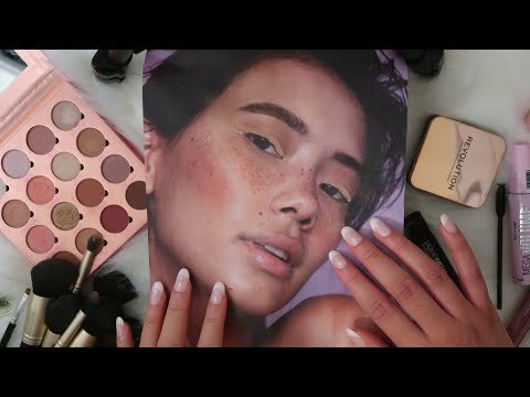 ASMR Putting Makeup On A Models Face (Tracing,Tapping, Slow Brushing) For Sleep