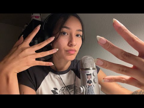 ASMR w/ long natural nails (bit fast and aggressive//scratching, ramble, mouth sounds,…)