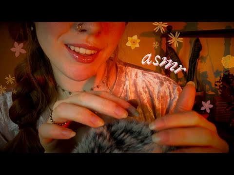 ASMR 🌸 Spring Trigger Words 🌸 with Fluffy Mic Touching & Cupped Whispers
