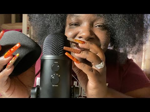 ASMR~ Mic triggers /scratching with foam and no cover, nail tapping