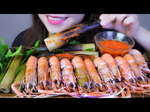 ASMR  Norwegian crayfish AND PICKLE BAMBOO SHOOT EATING SOUNDS| LINH-ASMR