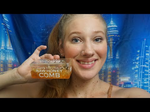ASMR-  Eating Raw Honeycomb!!!!!! Mouth Sounds!!!!