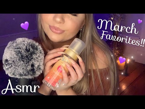 ASMR March Favorites 💜 (Tapping, Scratching, up close whispering) extra long nails 🧚🏼
