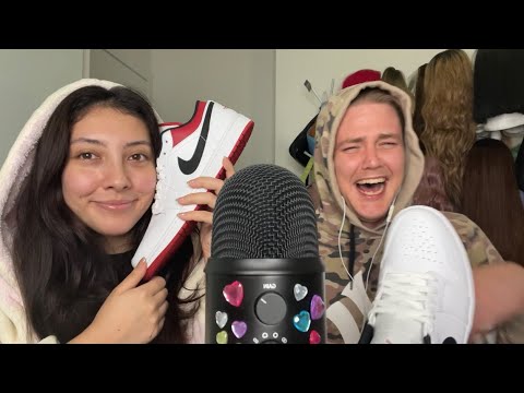 ASMR Unboxing new shoes + random triggers with my boyfriend! 💗 ~kind of a fail video but still fun~