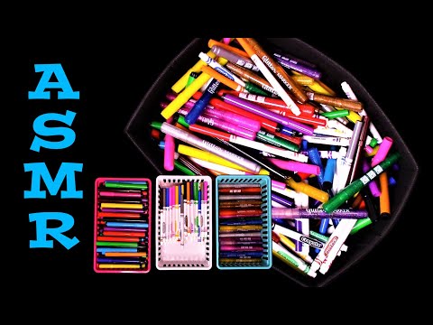 ASMR: Markers - Sorting, rummaging and counting (soft whisper)