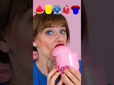 ASMR Eating Watermelon, Jelly Surprise, Blue Tongue #shorts