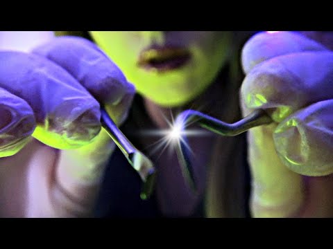 Dentist in Leather Gloves Check up and Cleaning Your Teeth | ASMR