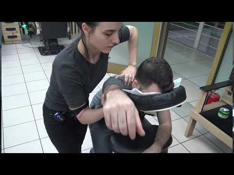 ASMR female chair physiotherapy massage + lady pelin back, neck, shoulder, arm, palm, sleep massage